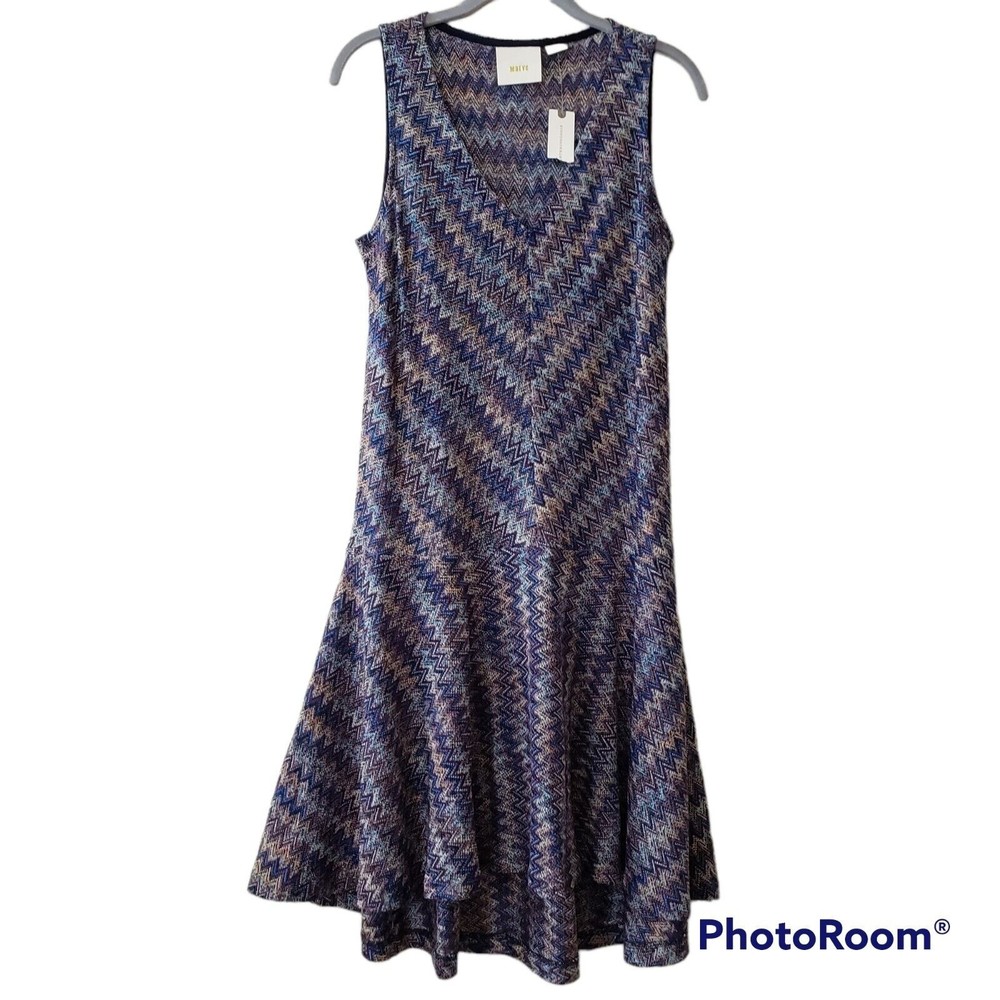 Anthropologie Maeve Medium Westwater Multicolor Chevron Knit Sleeveless Dress XS